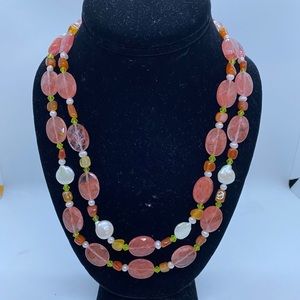 Real Rose quarts, pearls, peridot stone ne…
